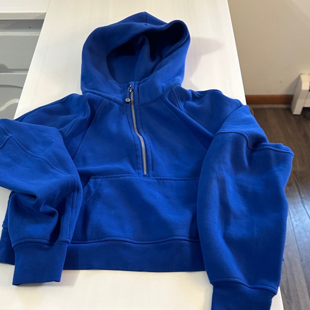 Cobalt Blue Half-Zip cropped scuba